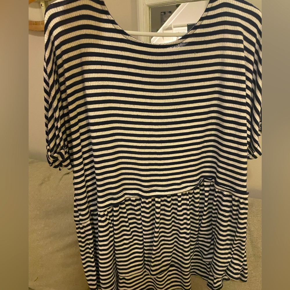 Chris & Carol Blue/White Striped Top